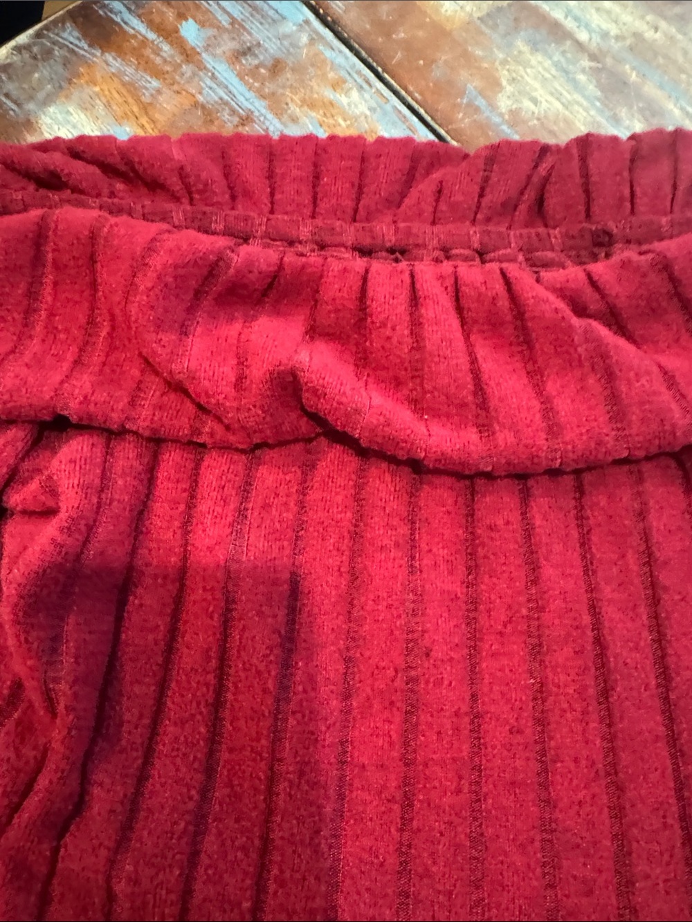 SHEIN Red Ribbed Off-Shoulder Knit Top - Picture 2 of 6